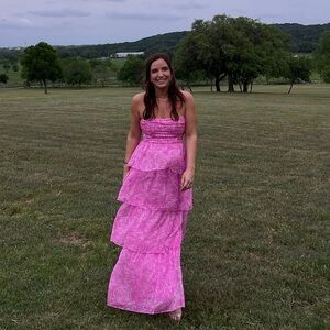 Amanda Uprichard Gastón Strapless Maxi Dress Pink Floral